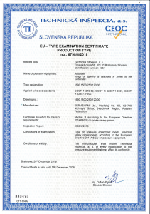 Certificate PED (module B) of Adsorber 1690-1500-250.120.00 cert 6798